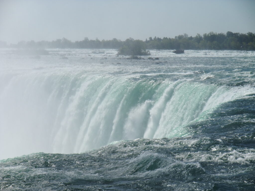 On the upper rim for the horseshoe falls, one part of the Niagara Falls